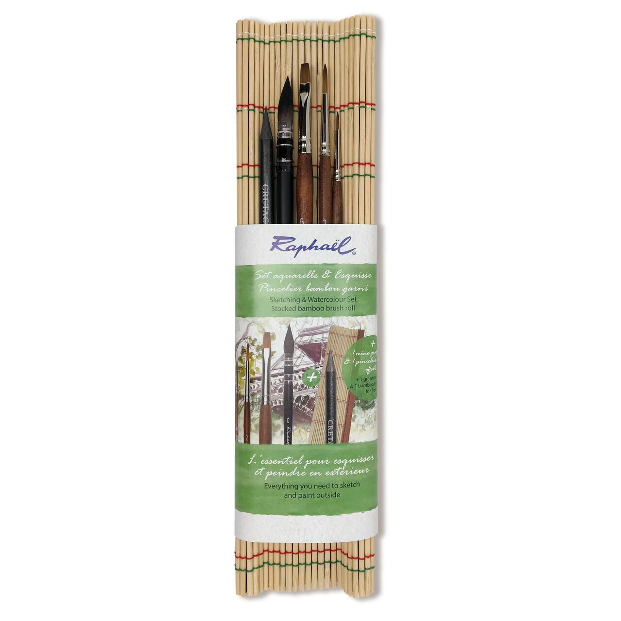 Raphael&#xAE; Bamboo Roll-Up Travel 5-Brush Set